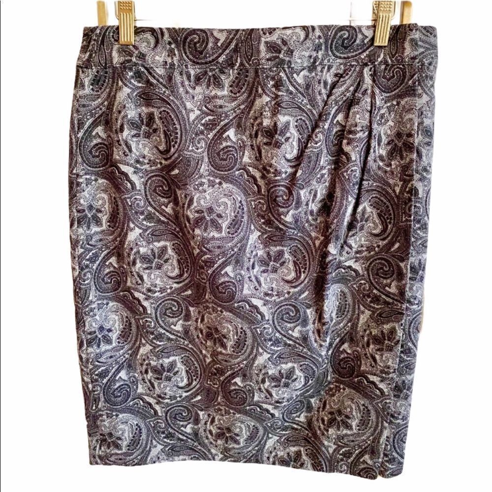 Talbots Wool Blend Paisley Wrap Skirt Lined
